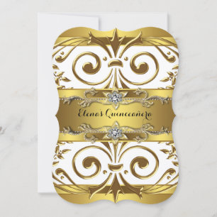 Elegant Gold White Quinceanera Kaart