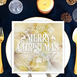 Elegant Gold White Reindekerst Servet