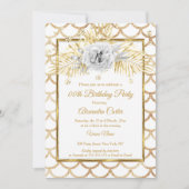 Elegant Gold white Rose Floral Birthday Party Kaart (Voorkant)