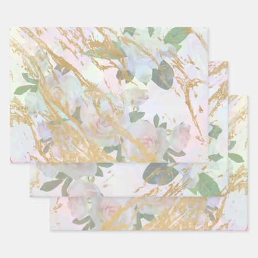 Elegant Gold White Rose - Ontworpen zijde Inpakpapier Vel (Set)