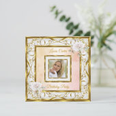 Elegant Gold White Roze Rose Foto van Birthday Par Kaart (Staand voorkant)