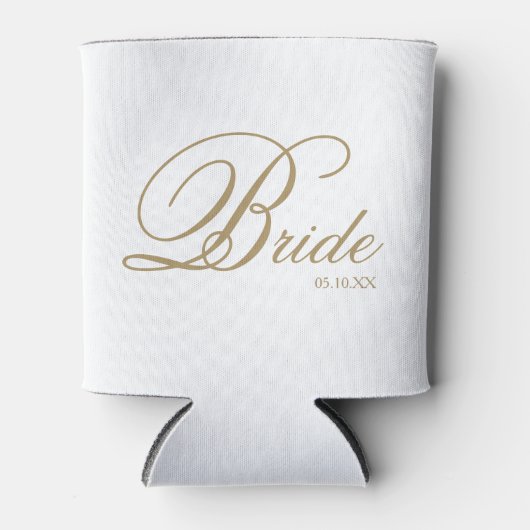 Elegant Gold White Script Bride Koelbox Blikjeskoeler (Voorkant)