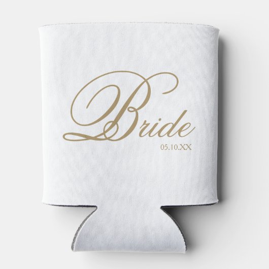 Elegant Gold White Script Bride Koelbox Blikjeskoeler (Achterkant)
