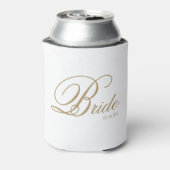 Elegant Gold White Script Bride Koelbox Blikjeskoeler (Blikje Achterkant)