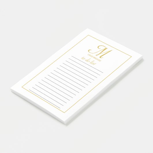 Elegant Gold & White Script Monogram om lijst uit  Post-it® Notes (Schuin)