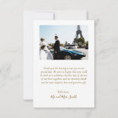 Elegant Gold White Script Photo Collage Wedding Bedankkaart (Achterkant)