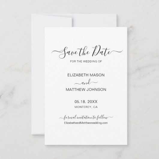 Elegant Gold White Script Photo Collage Wedding Save The Date (Achterkant)