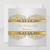 Elegant Gold White Silver Diamond Birthday Kaart (Achterkant)