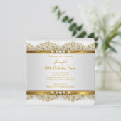 Elegant Gold White Silver Diamond Birthday Party 2 Kaart (Staand voorkant)