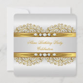 Elegant Gold White Silver Diamond Birthday Party 2 Kaart (Achterkant)