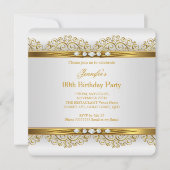Elegant Gold White Silver Diamond Birthday Party 2 Kaart (Voorkant)