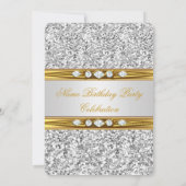 Elegant Gold White Silver Glitter Diamond Birthday Kaart (Achterkant)