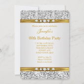Elegant Gold White Silver Glitter Diamond Birthday Kaart (Voorkant)