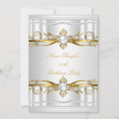 Elegant Gold White Silver Pearl Silk Dag 3 Kaart (Voorkant)