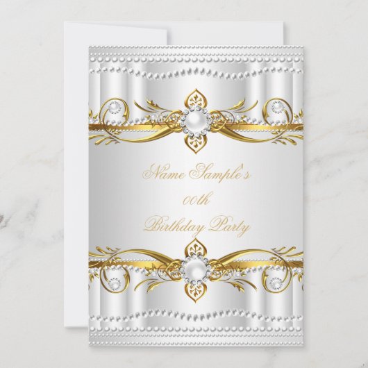 Elegant Gold White Silver Pearl Silk Dag 3 Kaart (Voorkant)