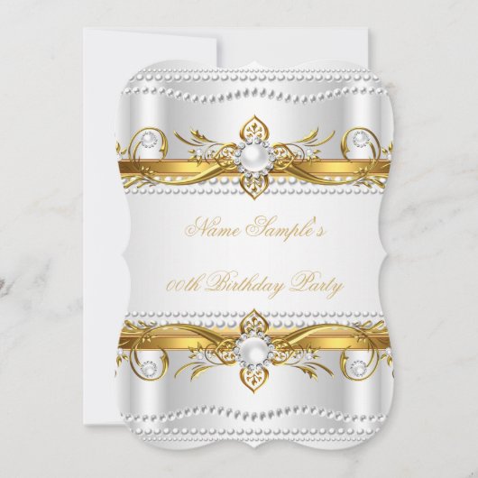 Elegant Gold White Silver Pearl Zijderdag Kaart (Voorkant)
