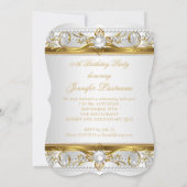 Elegant Gold White Silver Pearl Zijderdag Kaart (Achterkant)