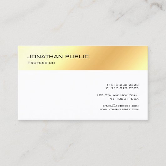 Elegant Gold White Sjabloon Professional Modern Visitekaartje (Voorkant)