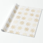 Elegant Gold & White Snowflake-kerstpatroon Cadeaupapier (Uitgerold)
