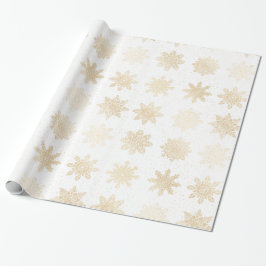 Elegant Gold & White Snowflake-kerstpatroon Cadeaupapier