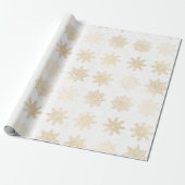 Elegant Gold & White Snowflake-kerstpatroon Cadeaupapier (Uitgerold)