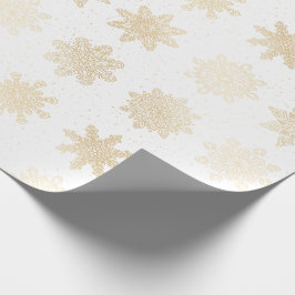 Elegant Gold & White Snowflake-kerstpatroon Cadeaupapier