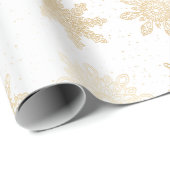 Elegant Gold & White Snowflake-kerstpatroon Cadeaupapier (Rol Hoek)