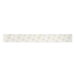 Elegant Gold White Snowflake Original Satin Ribbon Satijnen Lint