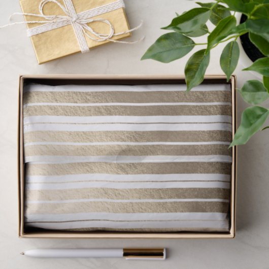Elegant Gold White Striped Tissuepapier (Geschenk)