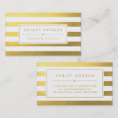Elegant Gold White Stripes - Stijlvol Visitekaartje (Voorkant / Achterkant)