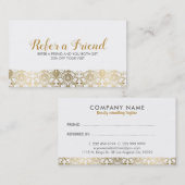 Elegant Gold & White traditiona Lace Reference Kaa Aanbevelingskaartje (Voorkant / Achterkant)