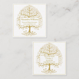 Elegant Gold White Tree (speciaal aangepast) Vierkante Visitekaartje