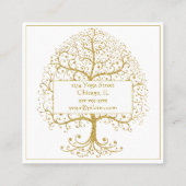 Elegant Gold White Tree (speciaal aangepast) Vierkante Visitekaartje (Achterkant)