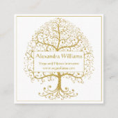 Elegant Gold White Tree (speciaal aangepast) Vierkante Visitekaartje (Voorkant)