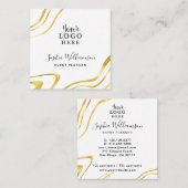 Elegant Gold White Uw Logo Vierkante Visitekaartje (Voorkant / Achterkant)