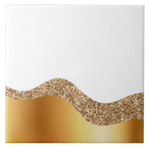 Elegant Gold White Wave Tegeltje