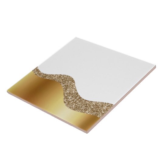 Elegant Gold White Wave  Tegeltje (Zijkant)