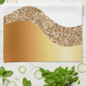 Elegant Gold White Wave  Theedoek (Gevouwen)