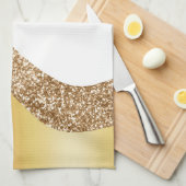 Elegant Gold White Wave  Theedoek (Quarter Fold)