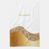 Elegant Gold White Wave  Theedoek (Verticaal)