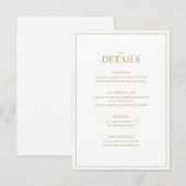 Elegant Gold & White Wedding Detail Enclosure Kaar Informatiekaartje (Voorkant / Achterkant)