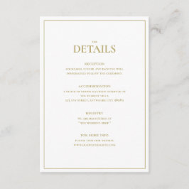 Elegant Gold & White Wedding Detail Enclosure Kaar Informatiekaartje