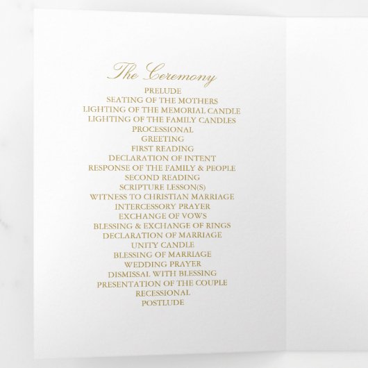 Elegant Gold & White Wedding Drieluik Programma (Binnenzijde eerst)