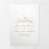 Elegant Gold & White Wedding Drieluik Programma (Cover)