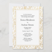 Elegant Gold White Wedding Invitation Kaart (Voorkant)