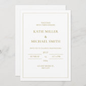 Elegant Gold & White Wedding Invitation Kaart (Voorkant / Achterkant)