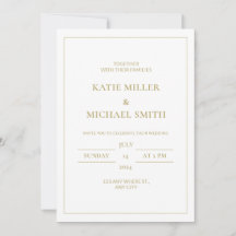 Elegant Gold & White Wedding Invitation