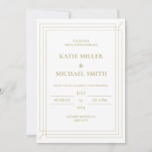 Elegant Gold & White Wedding Invitation Kaart (Voorkant)