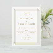 Elegant Gold & White Wedding Invitation Kaart (Staand voorkant)