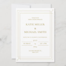 Elegant Gold & White Wedding Invitation